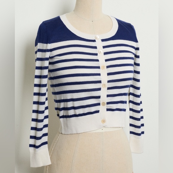 Three-Quarter Sleeve Open-Front Cropped Cardigan 100% Cashmere[NEW] - Picture 3 of 6